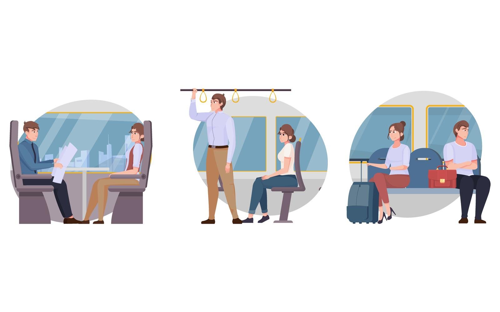 Public Transport Composition Set Flat 2 Vector Illustration Concept