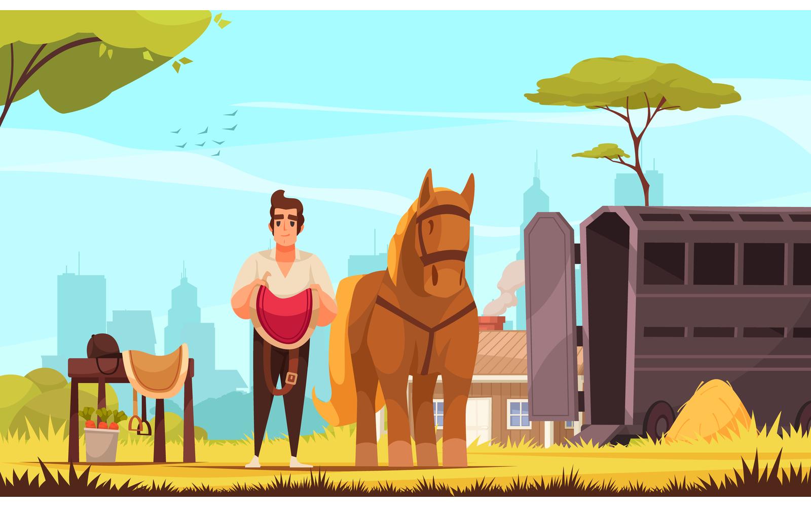 Horse Riding 3 Vector Illustration Concept