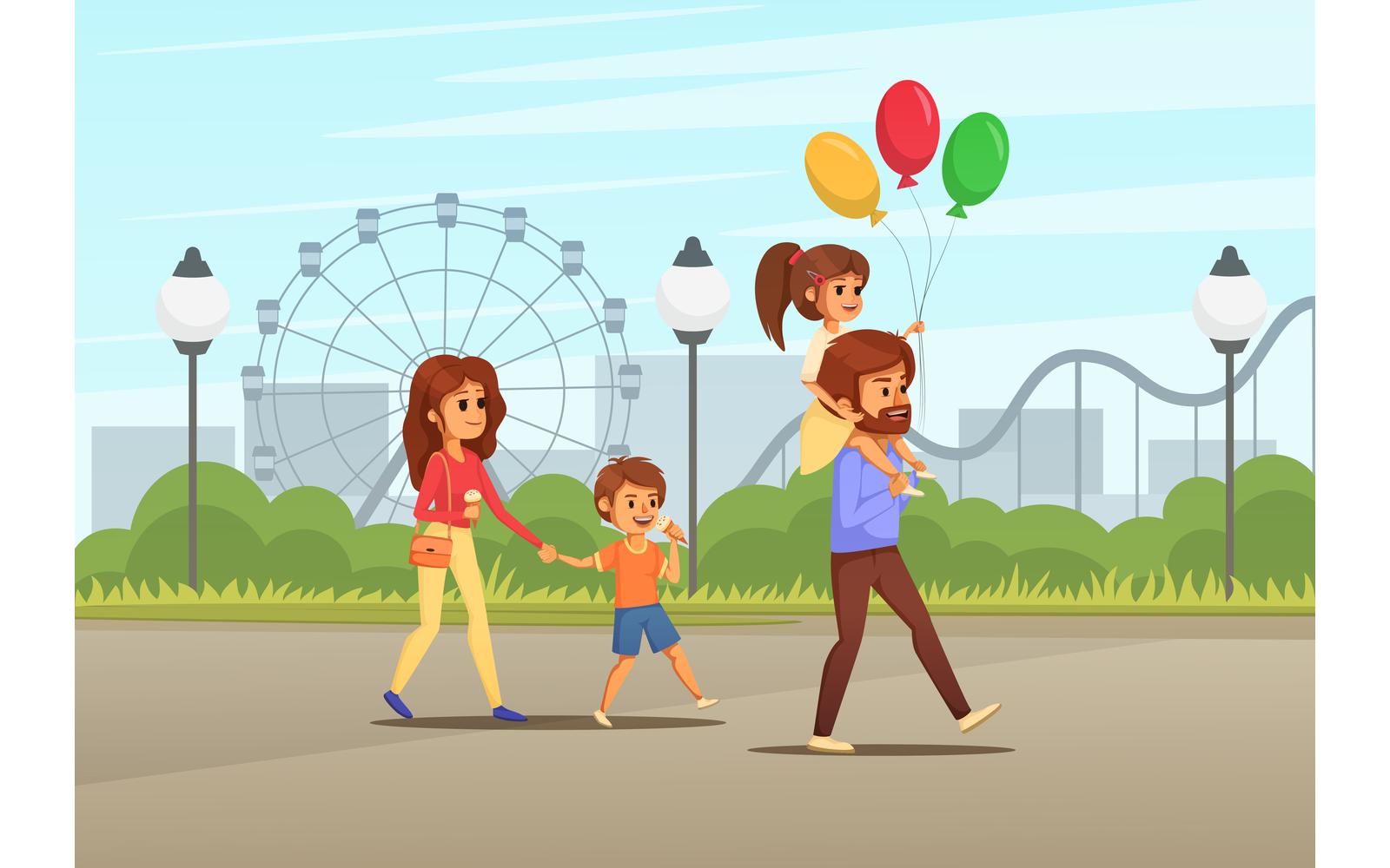 Family Holidays Cartoon 2 Vector Illustration Concept