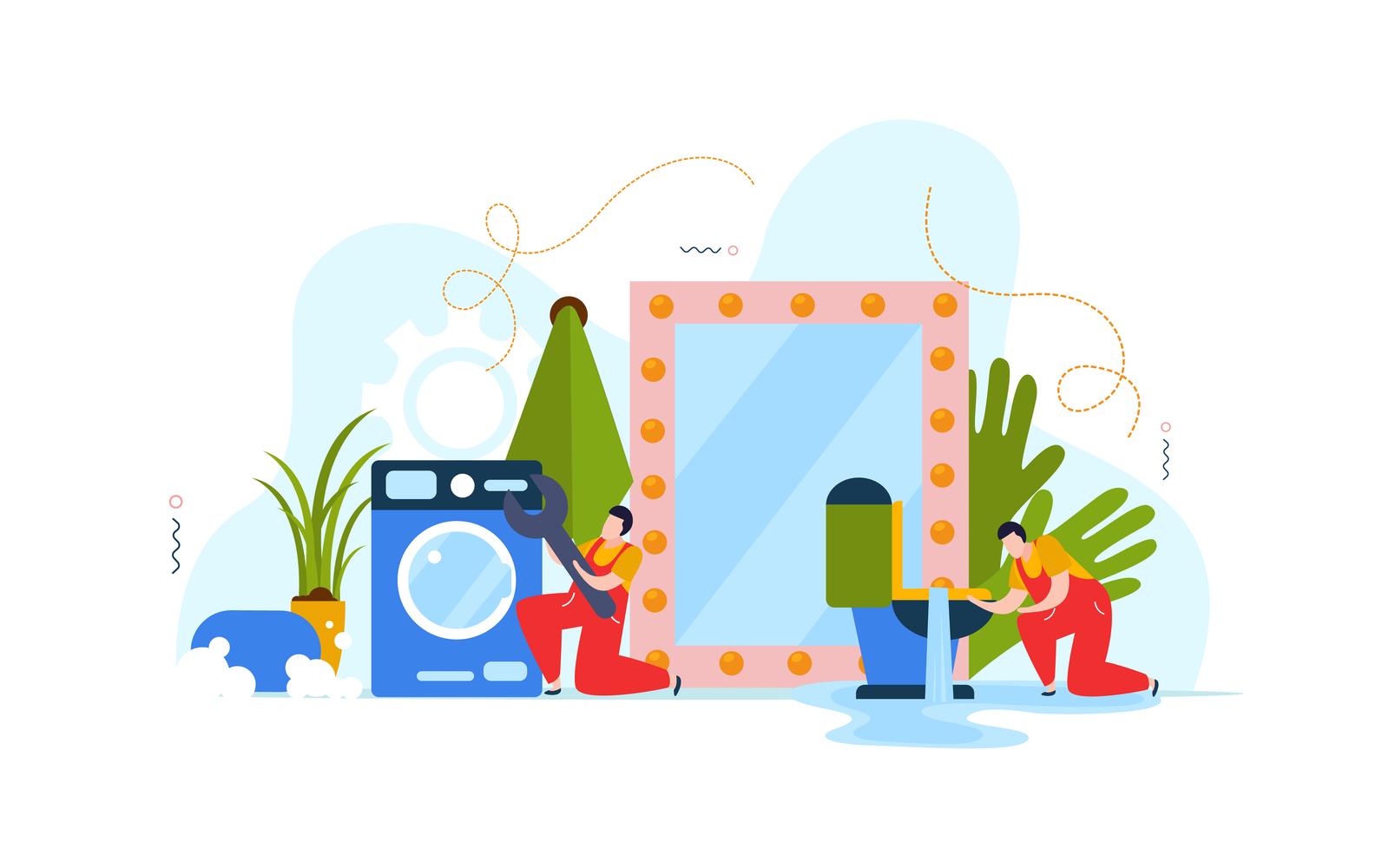 Plumber Flat Background 2 Vector Illustration Concept