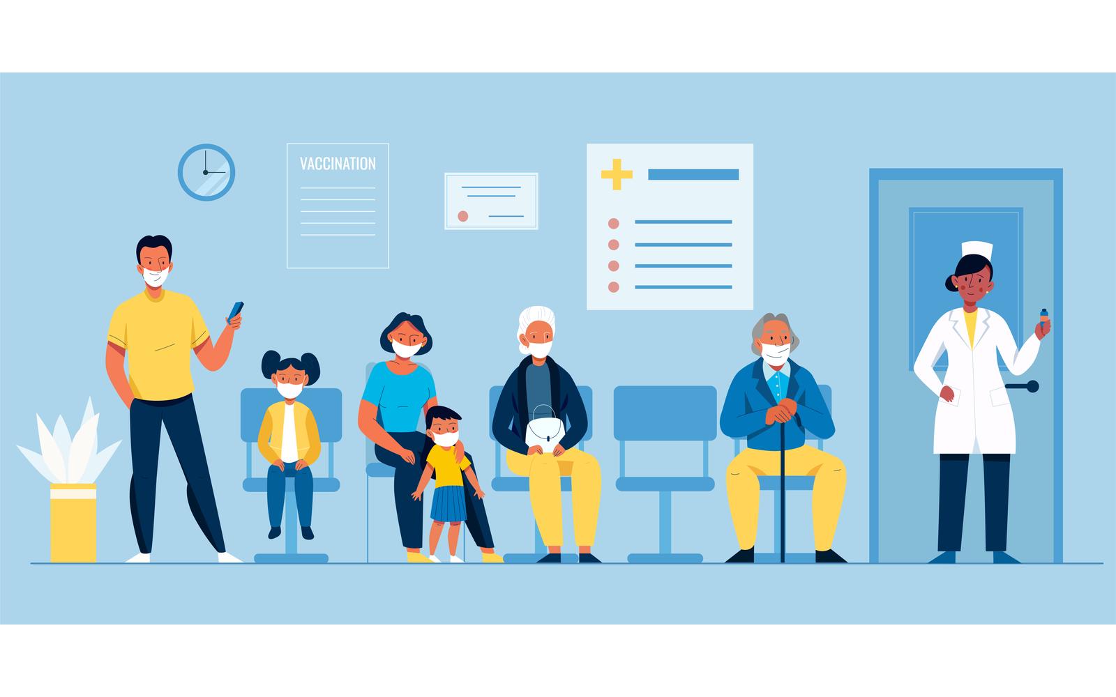 Vaccination Queue Vector Illustration Concept