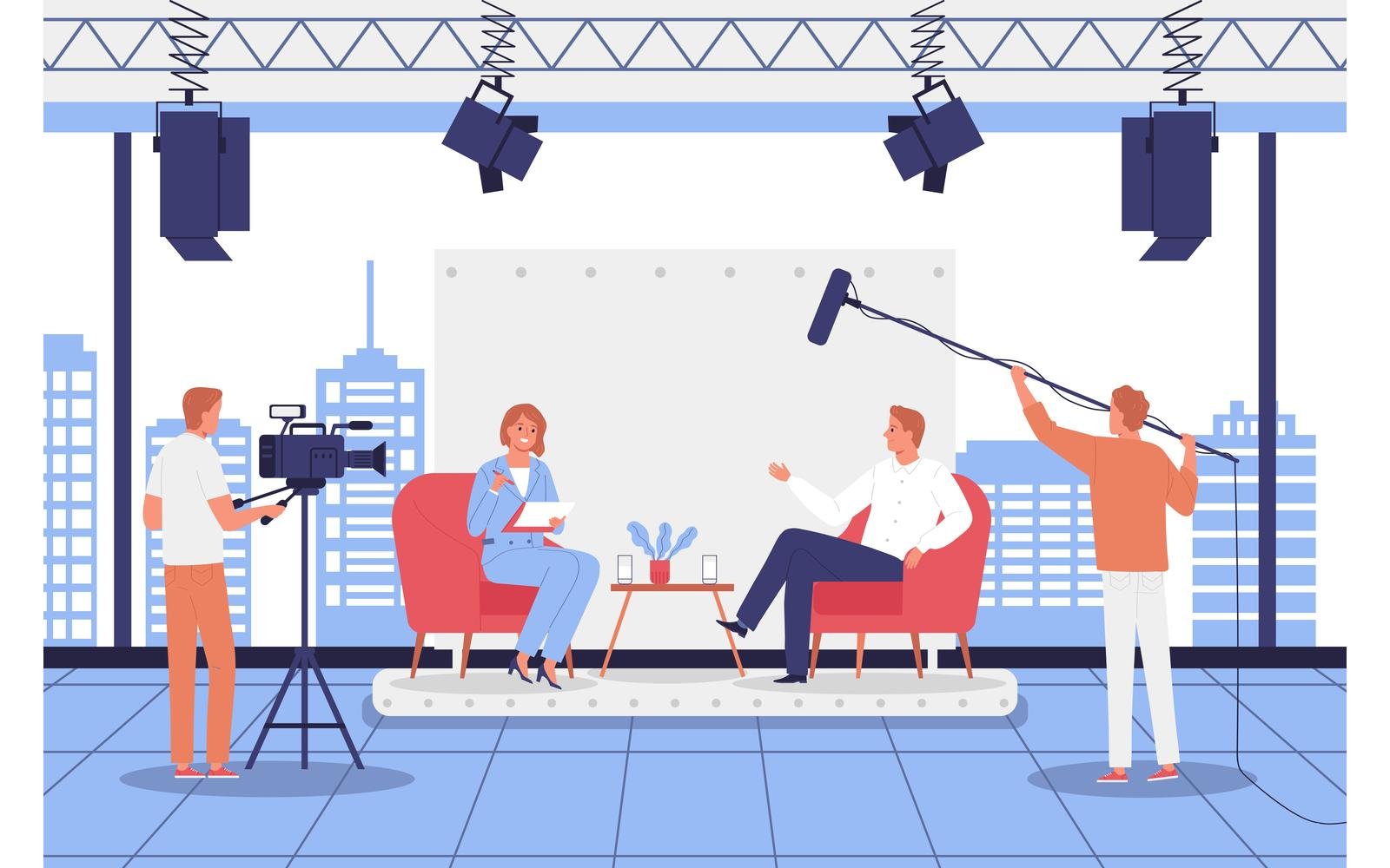 Mass Media Interview Vector Illustration Concept