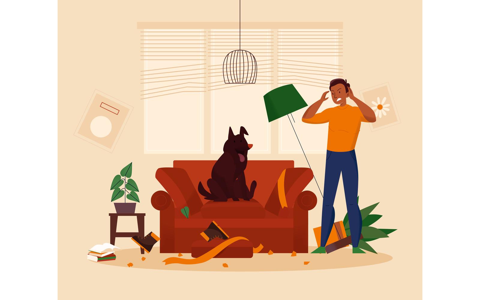 Problem Pet Dog Owner 4 Vector Illustration Concept