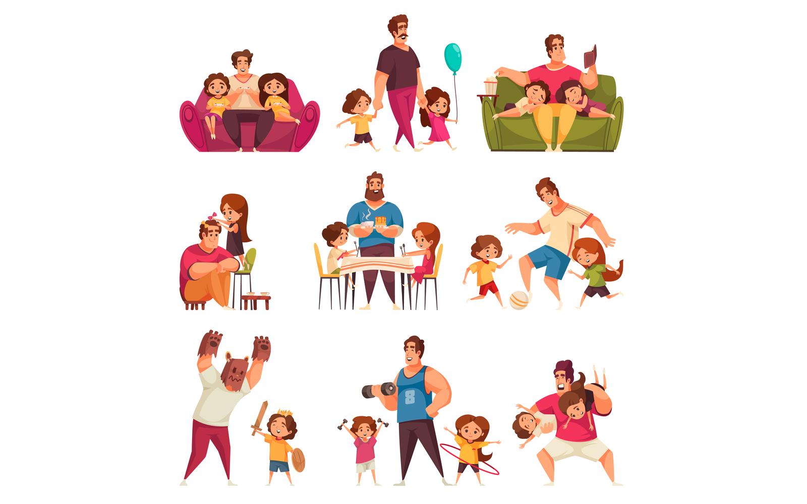 Dad Father Day Set Vector Illustration Concept