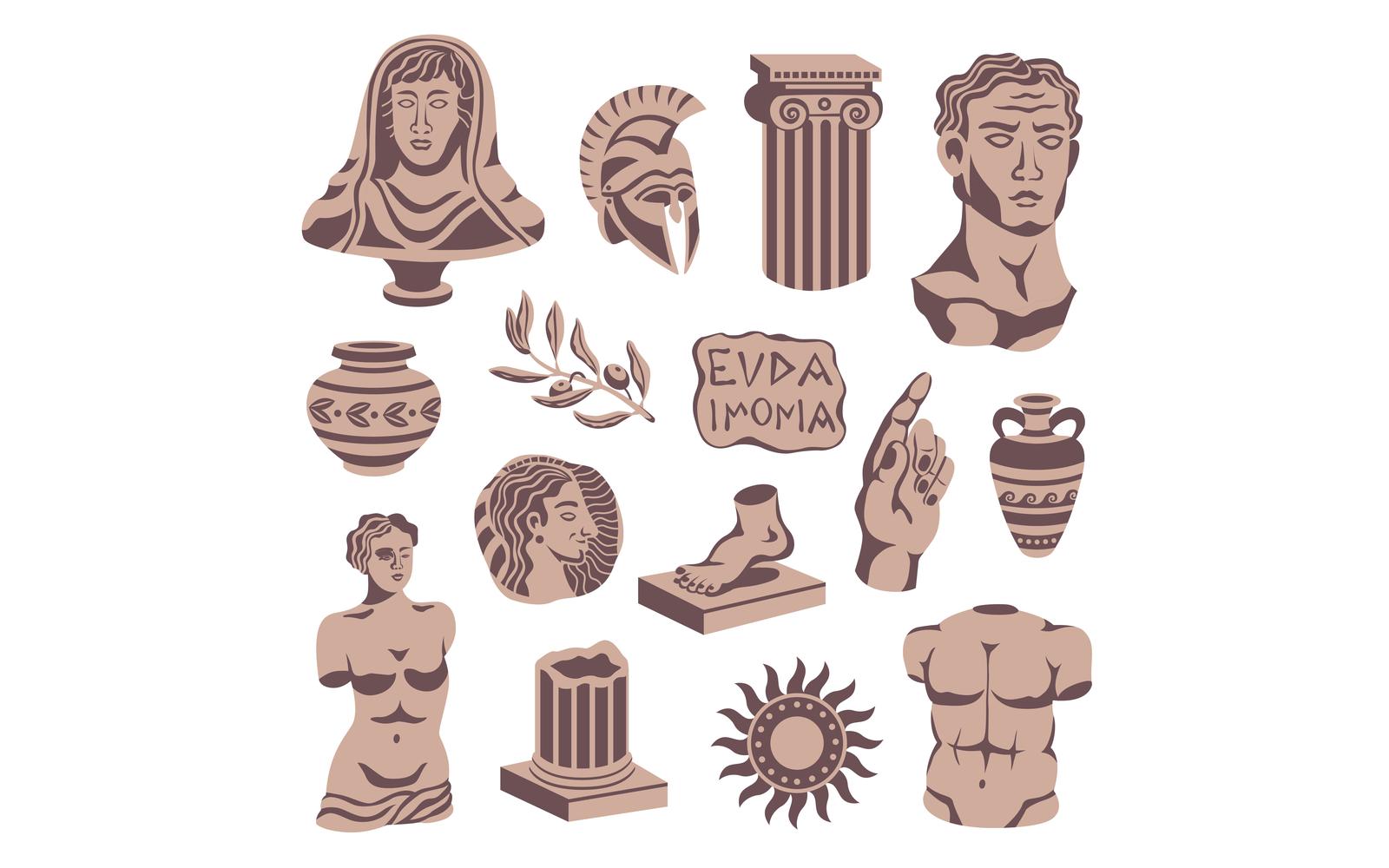 Antique Statues Set Vector Illustration Concept