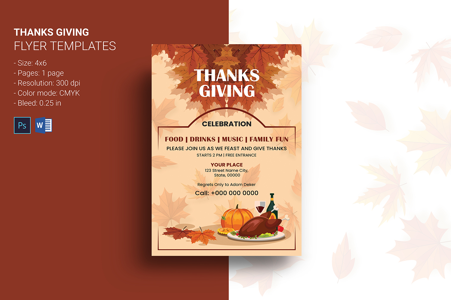 Thanksgiving Party Flyer Corporate Identity Template