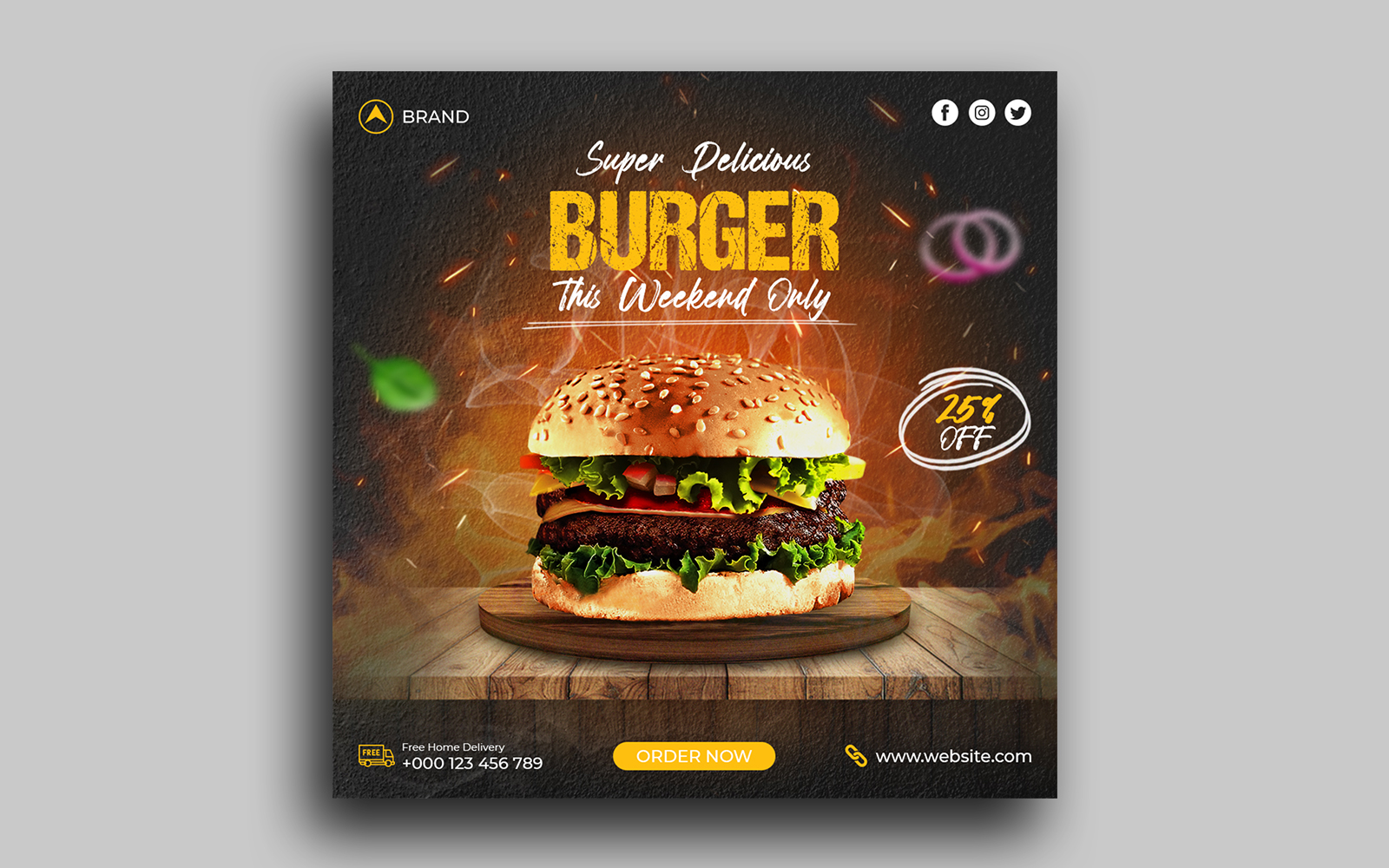 Burger and food menu social media post Instagram Post banner template