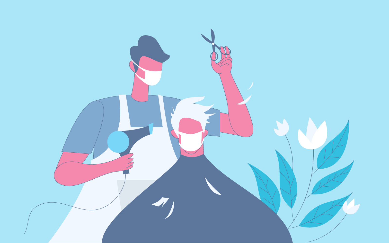 Barber Making Haircut Illustration Concept Vector