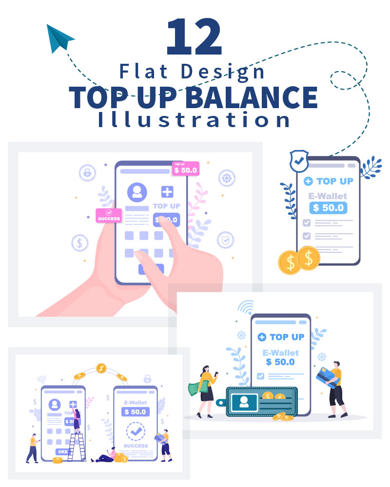 12 Top Up Money Balance Vector Illustration