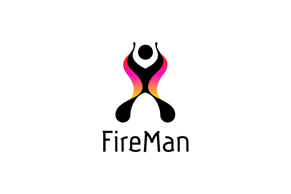 Fire Man Gradient Energy Burn Logo