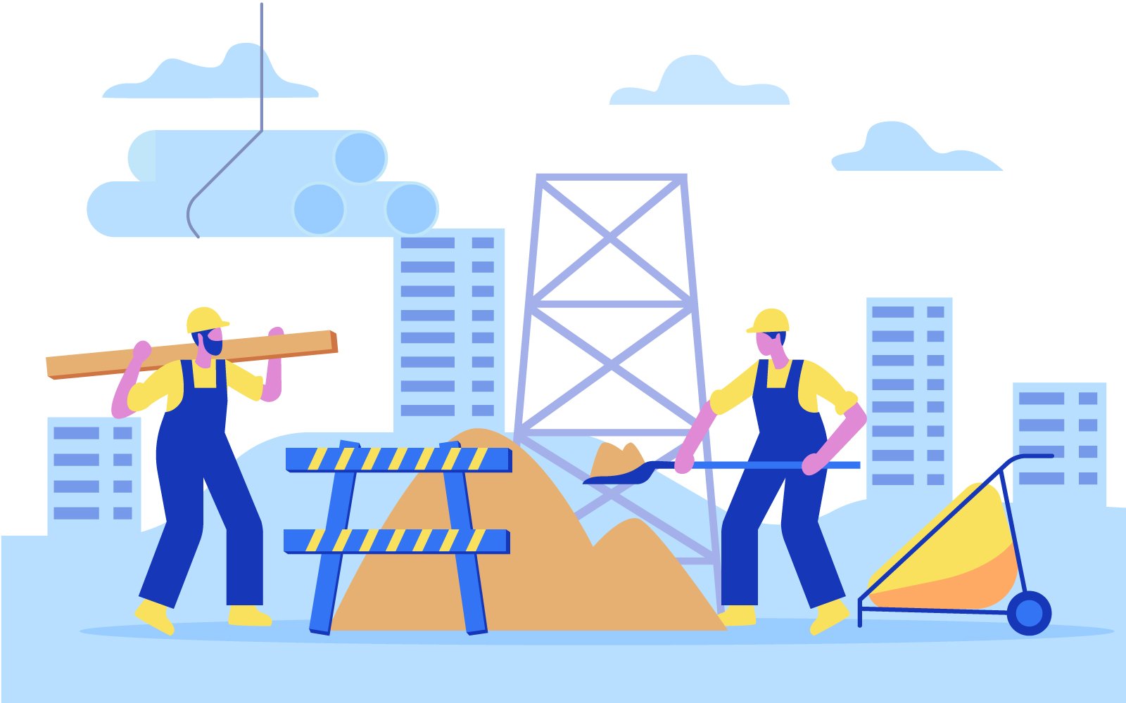 Construction Work Illustration Concept Vector