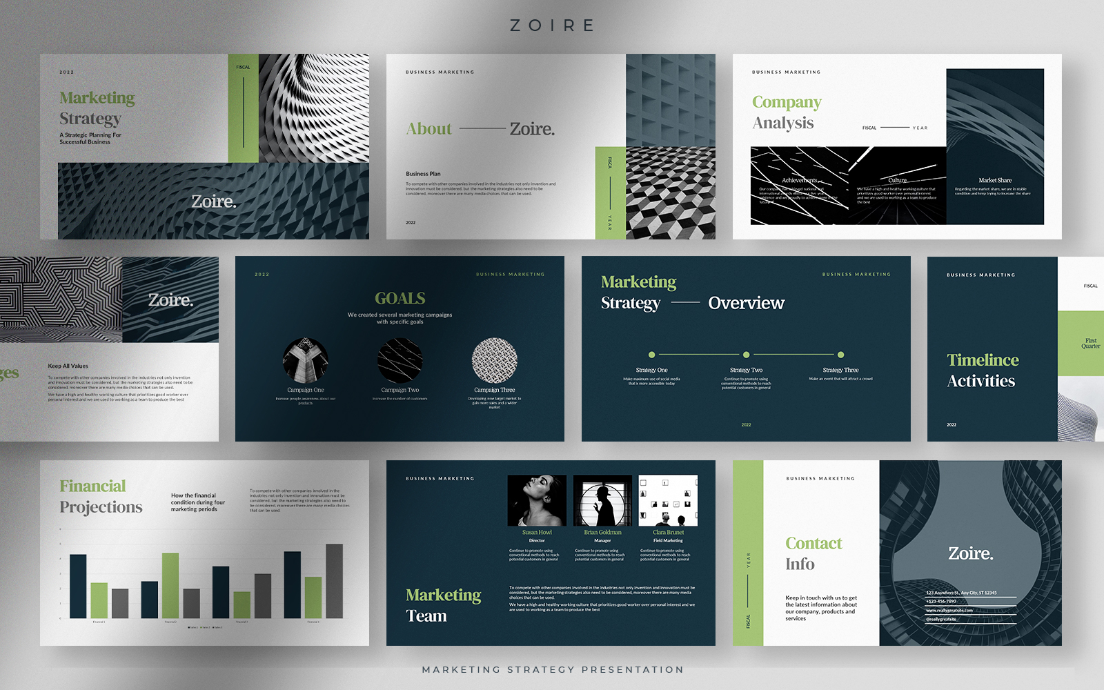 Zoire - Teal Architectural Marketing Strategy Presentation Template