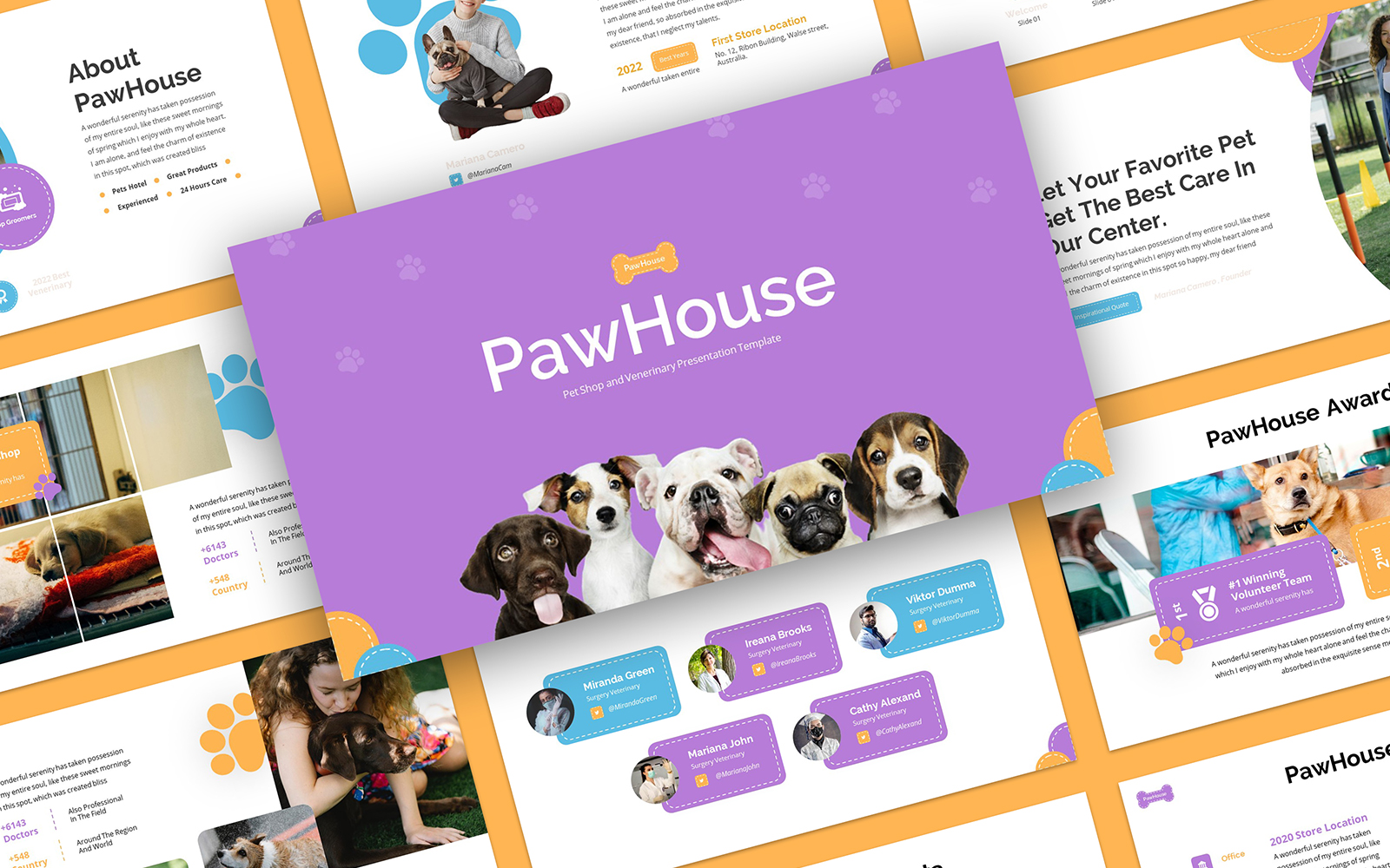 PawHouse - Petshop and Veterinary Google Slides Template