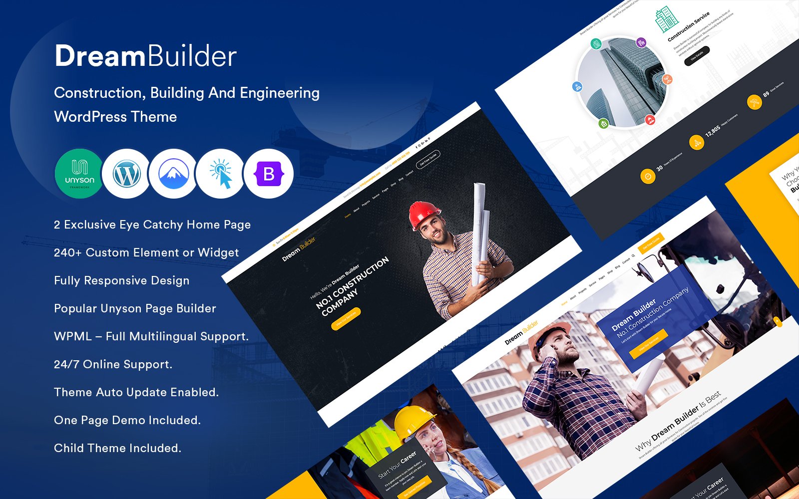 DreamBuilder - Construction, Building And Engineering  WordPress Theme