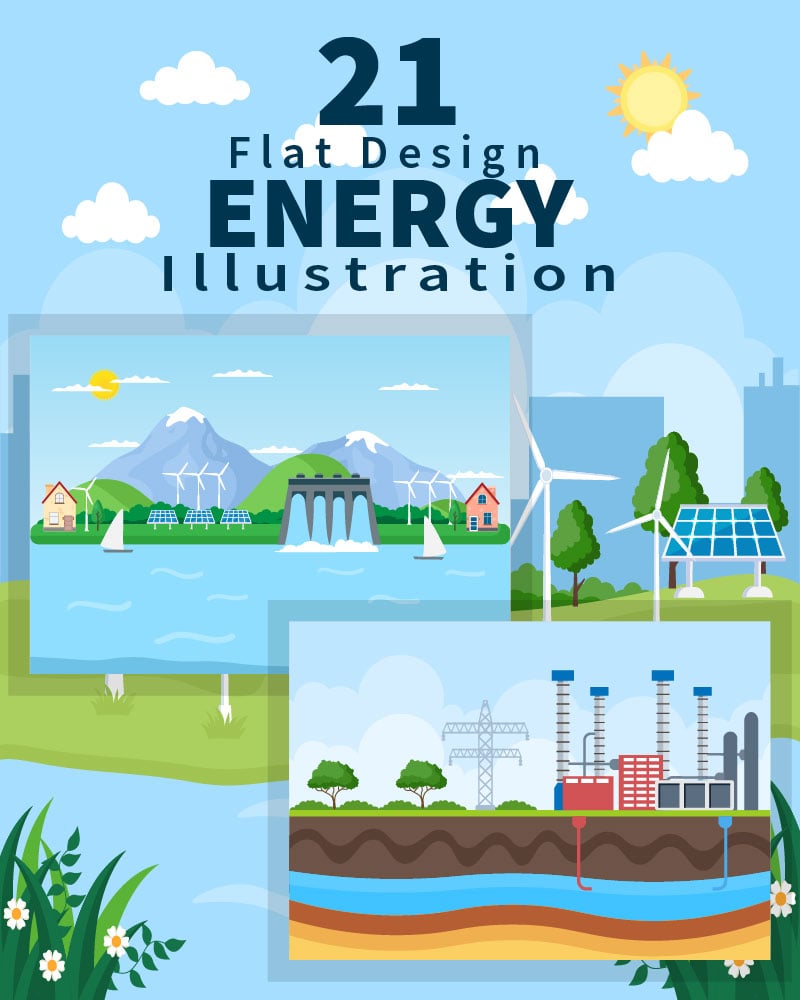 21 Ecological Sustainable Energy Supply Illustration