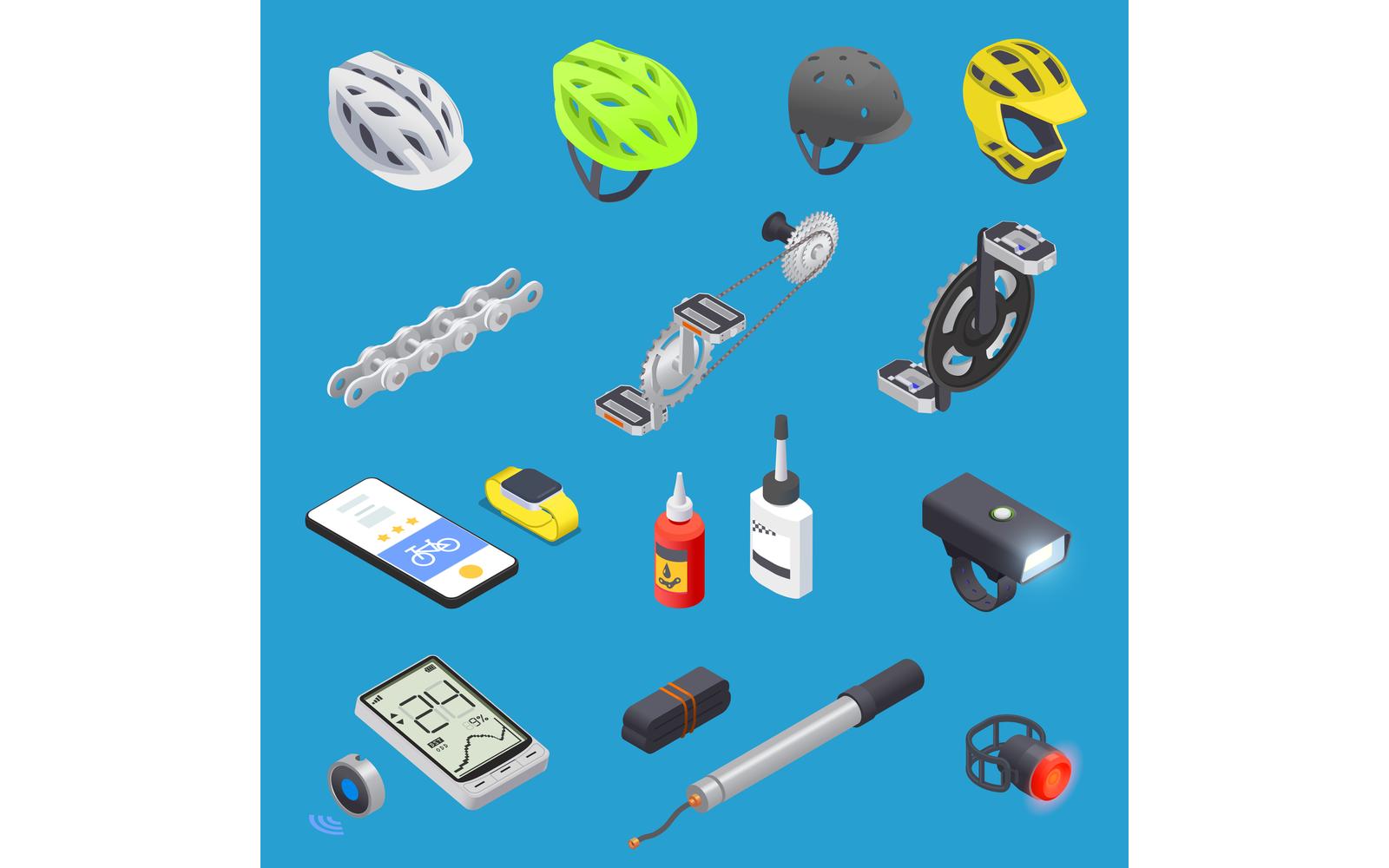 Bicycle Isometric Set- 2 Vector Illustration Concept
