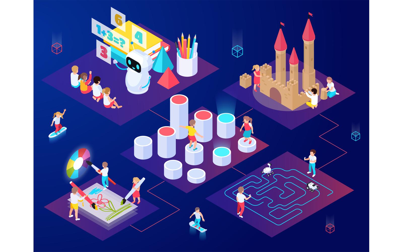 Modern Futuristsc Playground Isometric Vector Illustration Concept