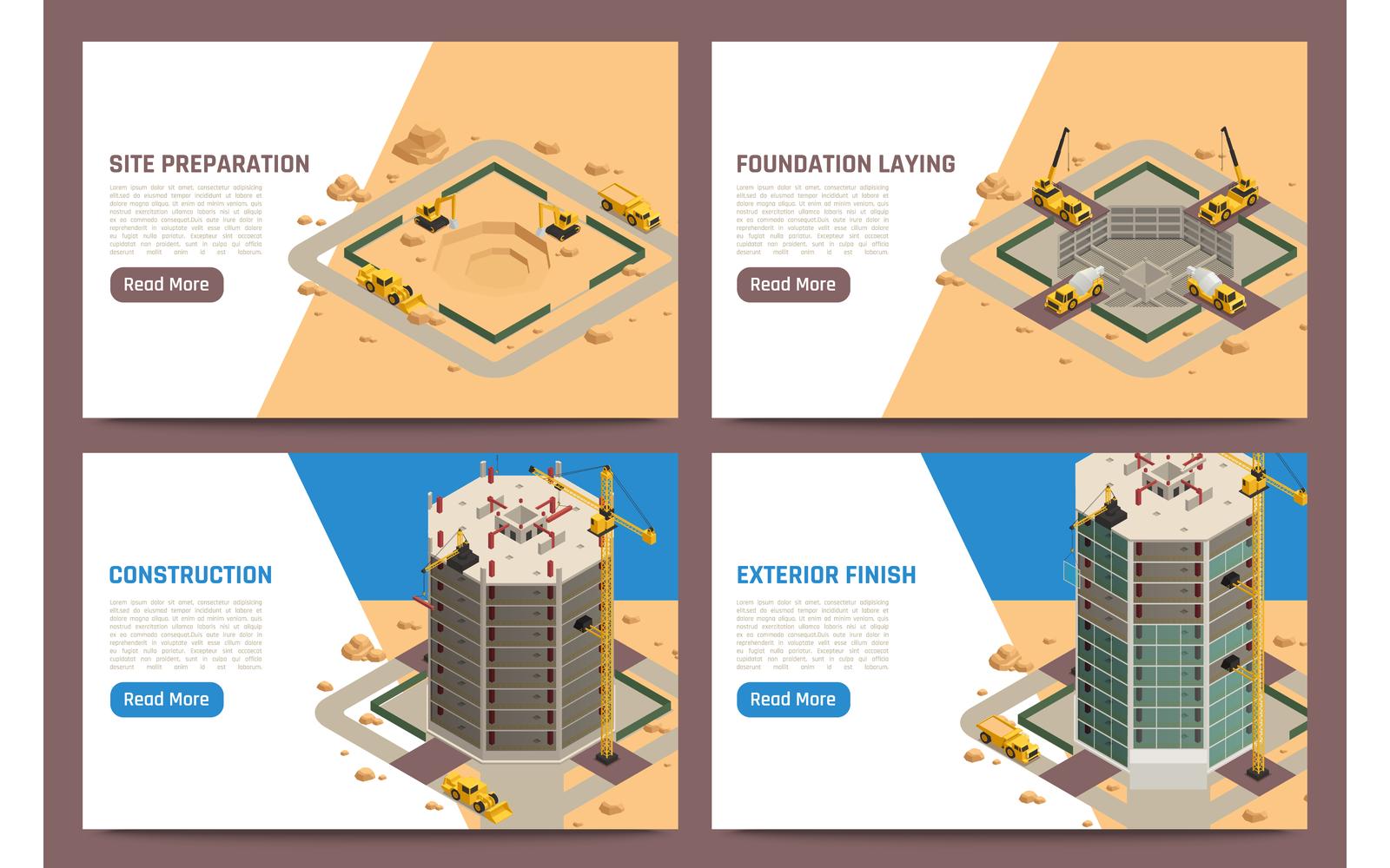 Skyscraper Construction Isometric Vector Illustration Concept