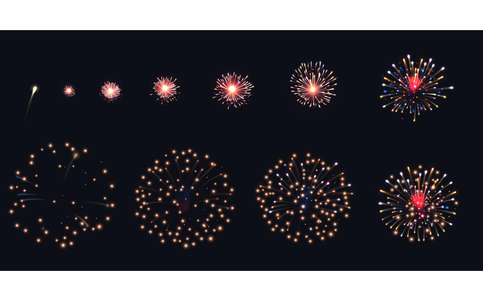 Realistic Firework Animation Vector Illustration Concept