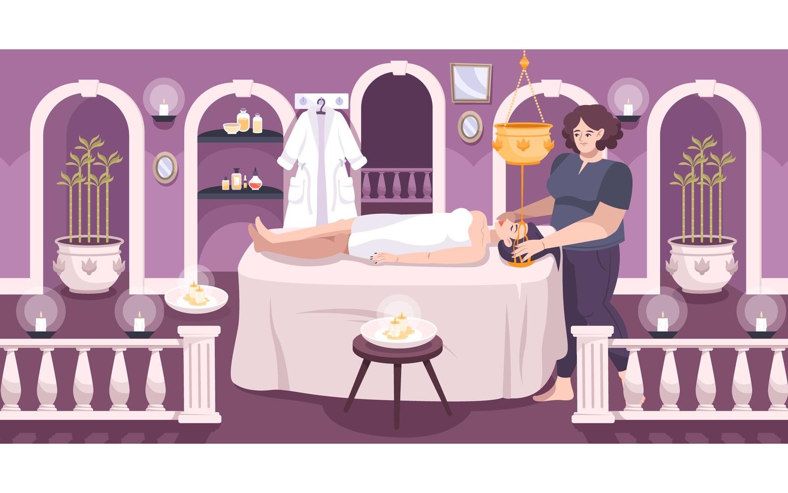 Ayurveda Massage Flat Vector Illustration Concept