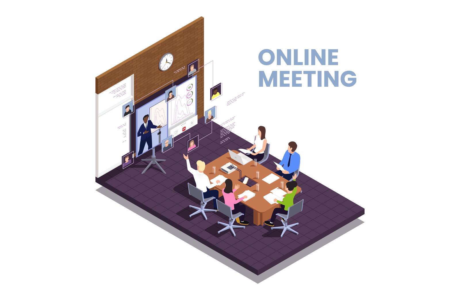 Presentation Meeting Isometric 6 Vector Illustration Concept