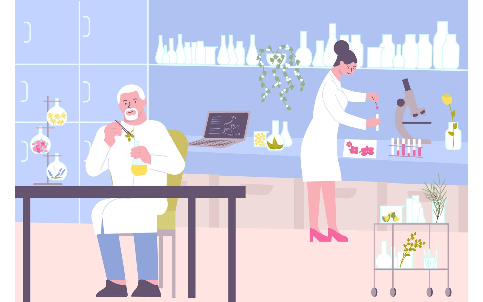 Cosmetics Laboratory Flat Vector Illustration Concept