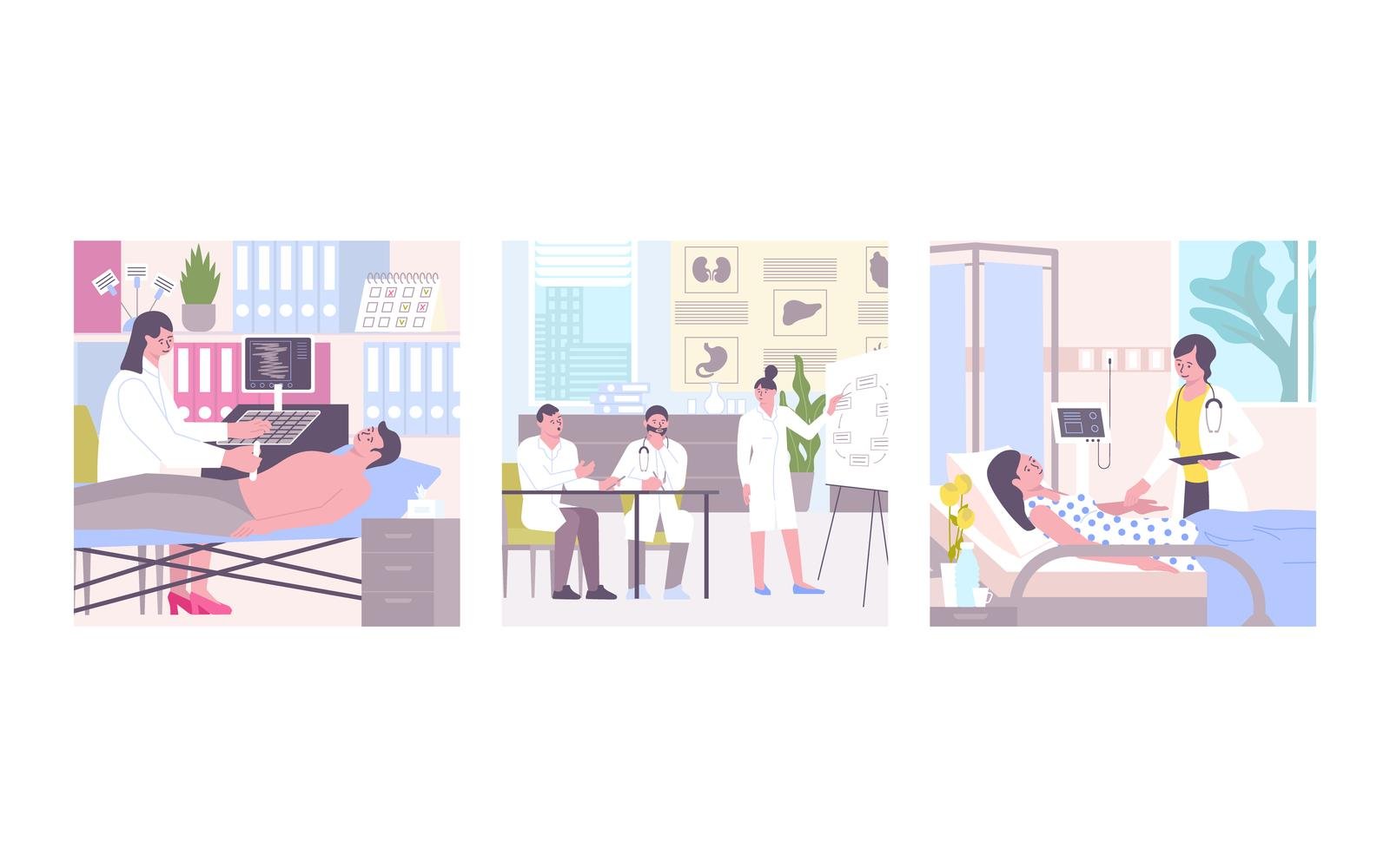 Hospital Illustration Flat Vector Illustration Concept