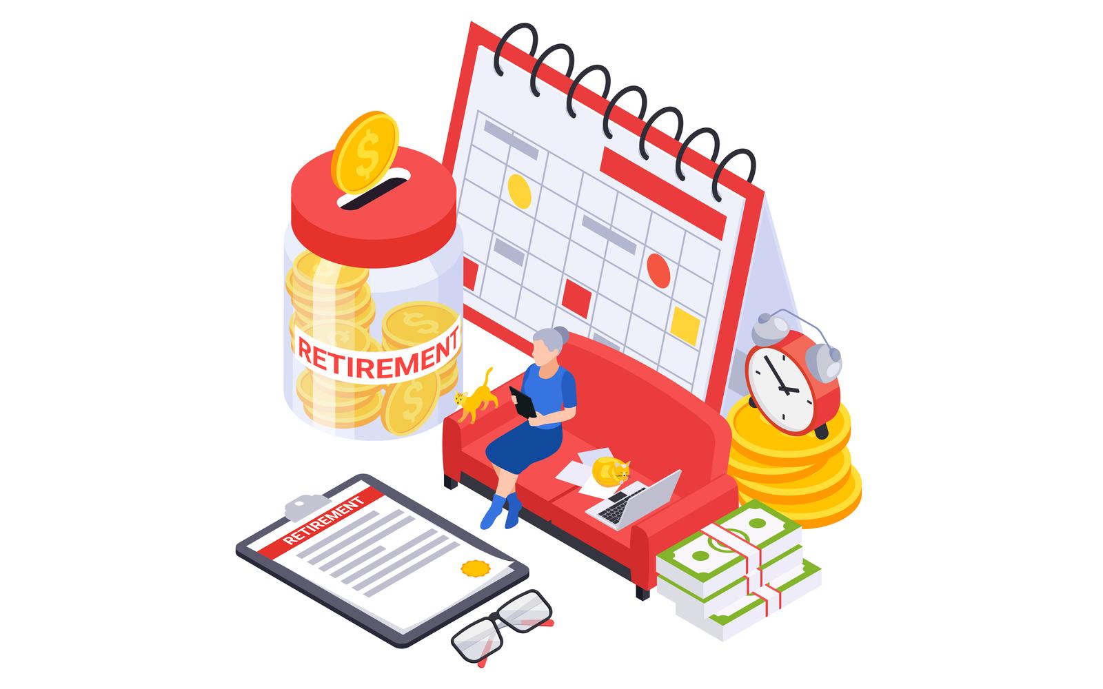 Retirement Preparation Plan Isometric 3 Vector Illustration Concept