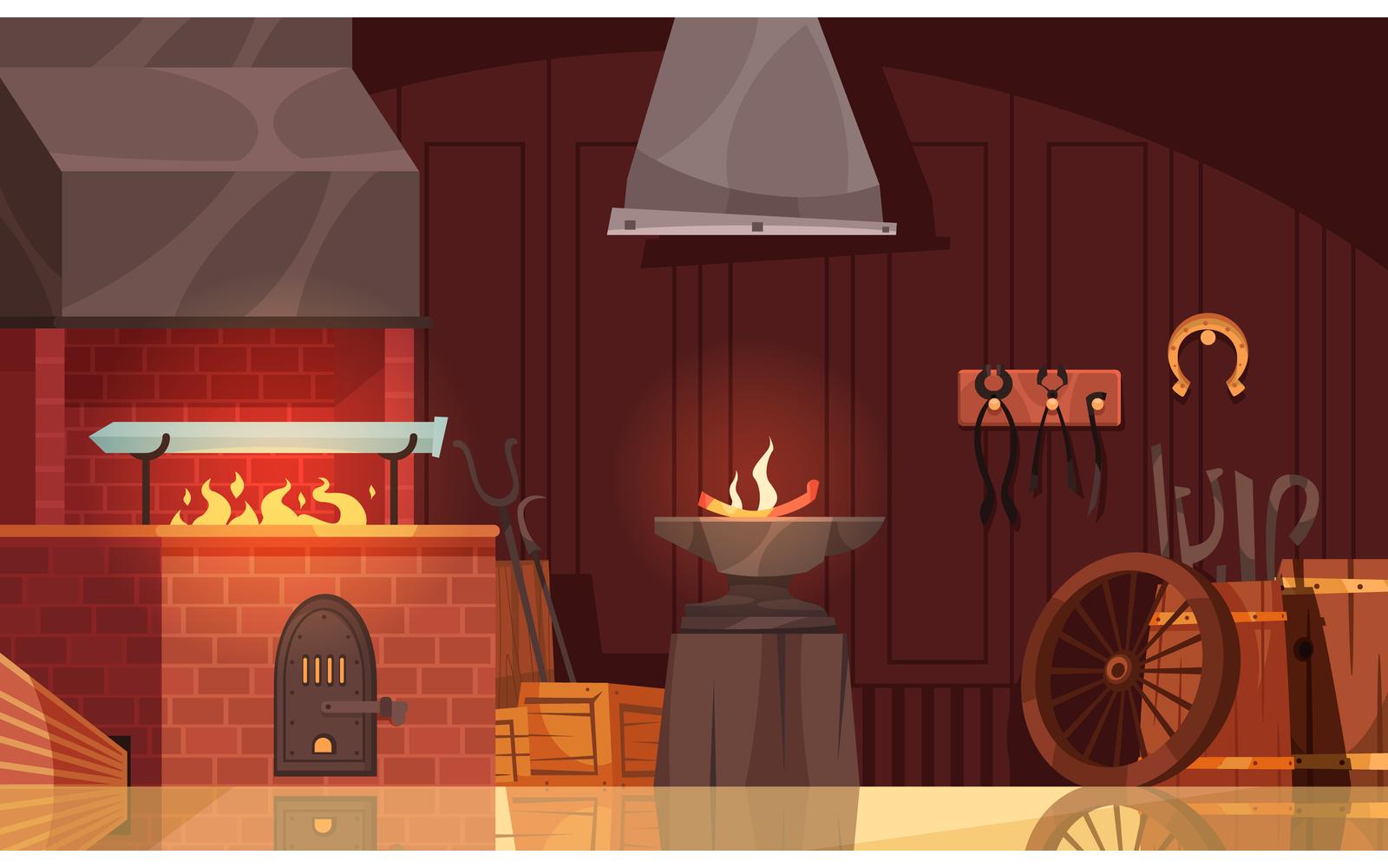 Blacksmith Workshop Vector Illustration Concept