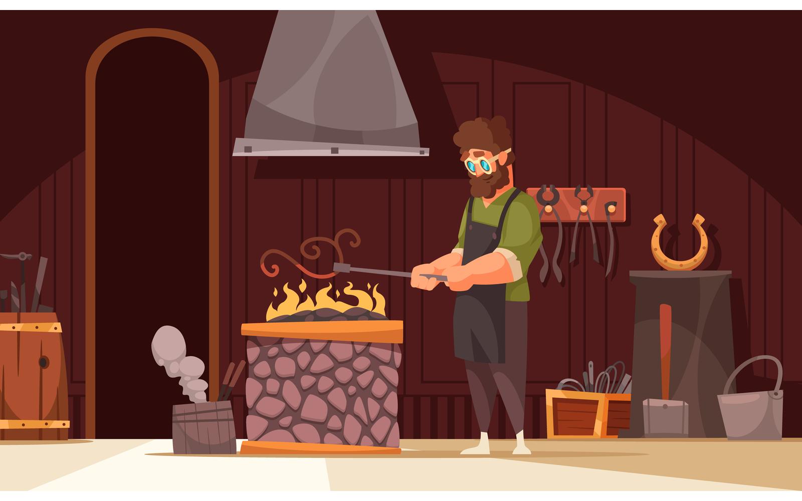 Blacksmith Workshop 3 Vector Illustration Concept