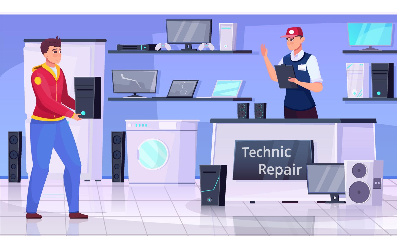 Repair Service Office Flat Vector Illustration Concept