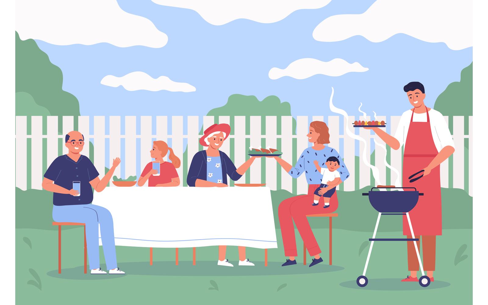 Family Bbq Illustration Vector Illustration Concept