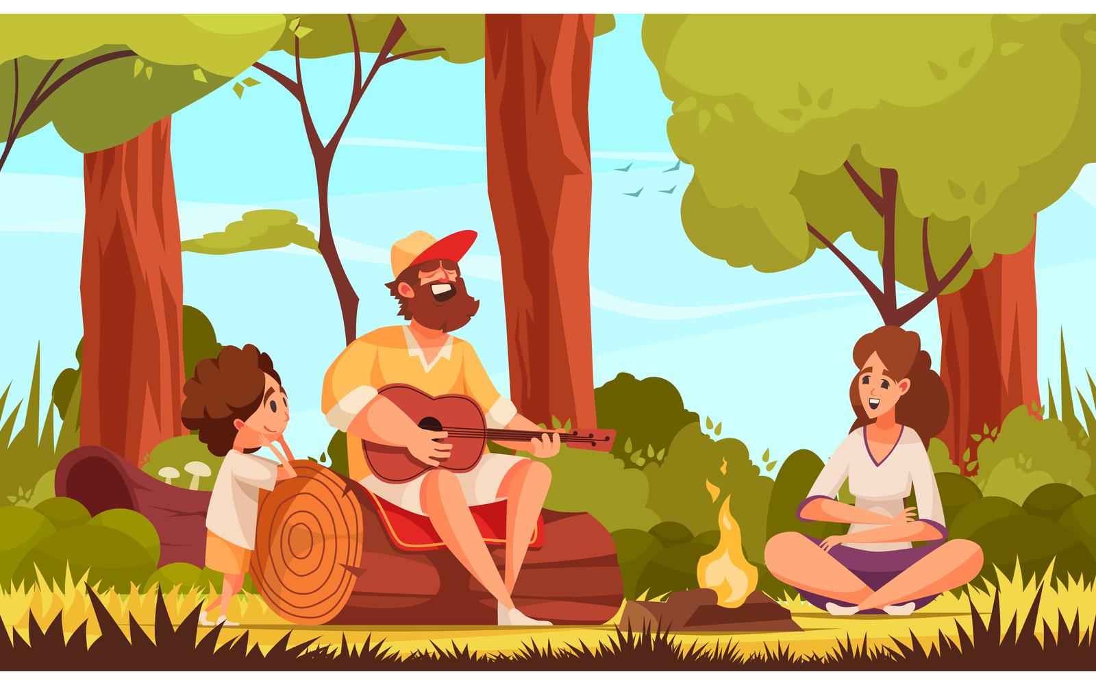 Hiking Guitar Vector Illustration Concept