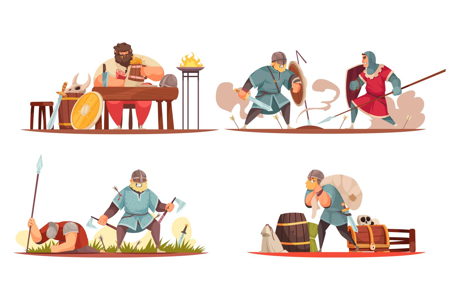 Viking Compositions Vector Illustration Concept