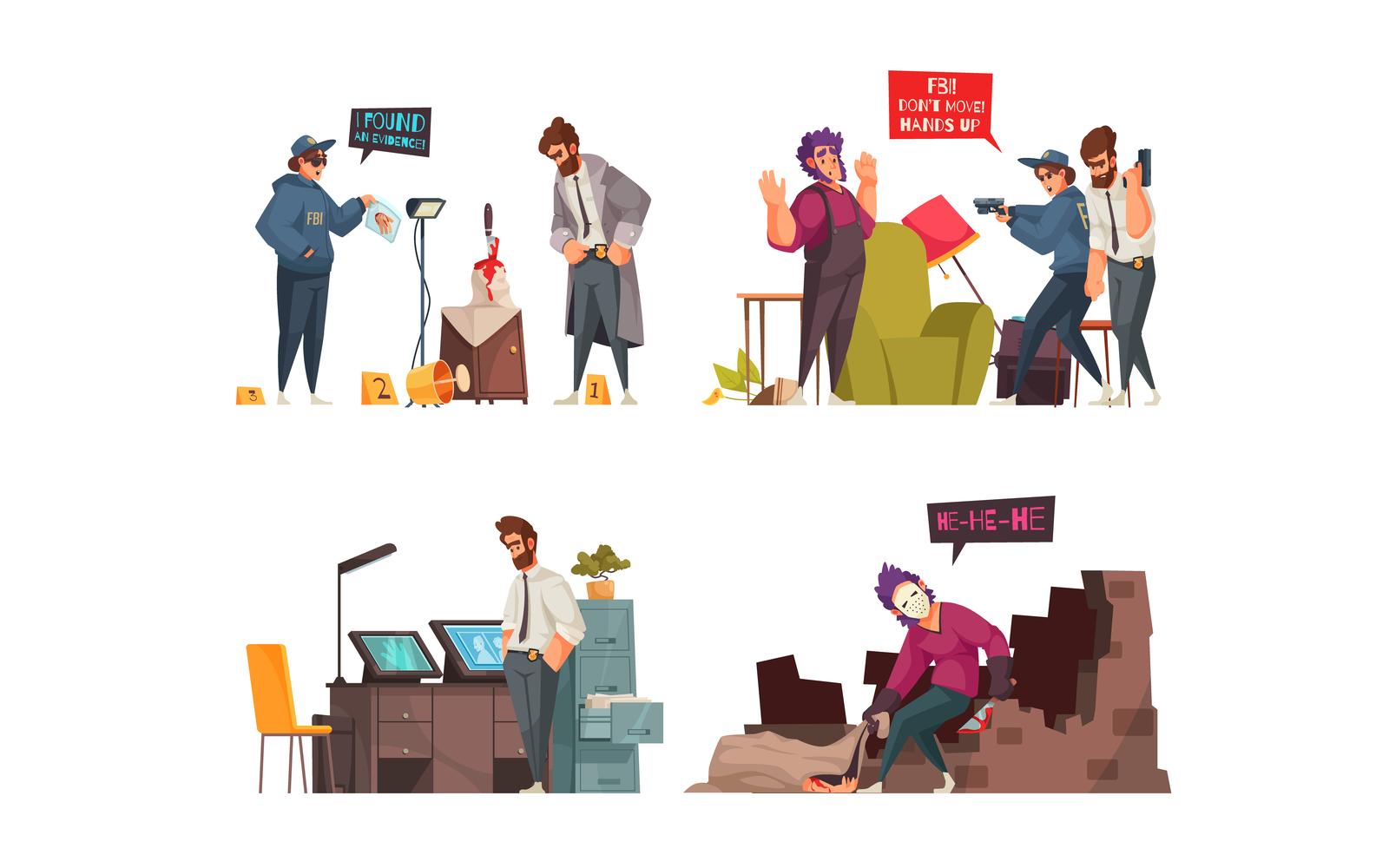 Detective Compositions Vector Illustration Concept