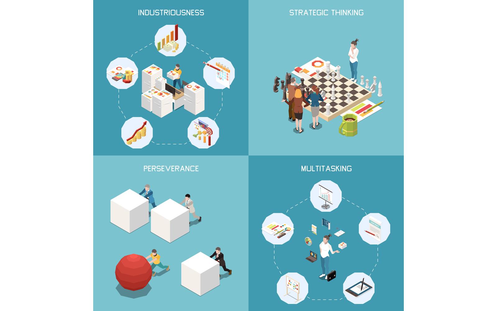 Entrepreneur Concept Isometric 2X2 Vector Illustration Concept