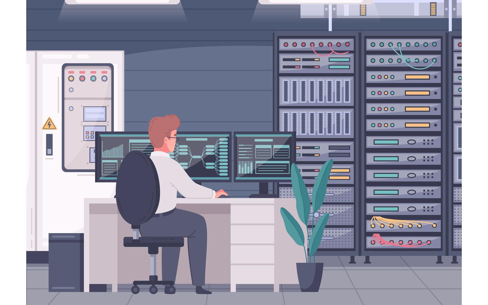 Datacenter Cartoon 3 Vector Illustration Concept