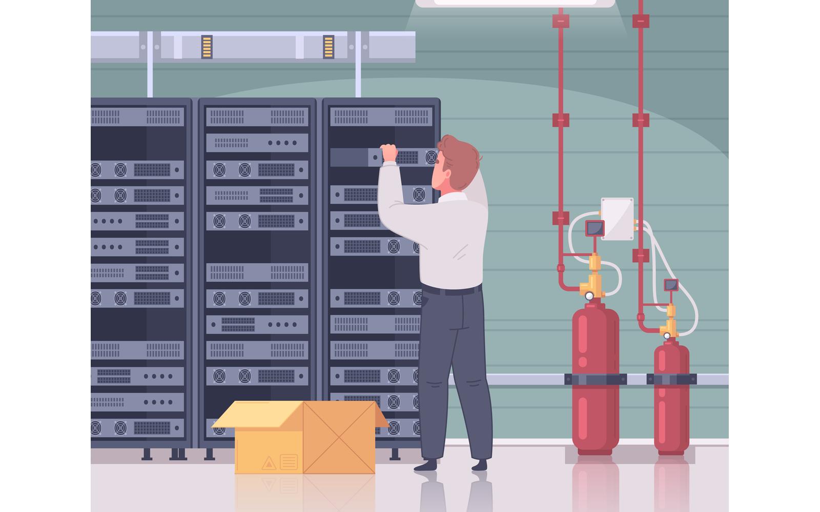 Datacenter Cartoon 4 Vector Illustration Concept