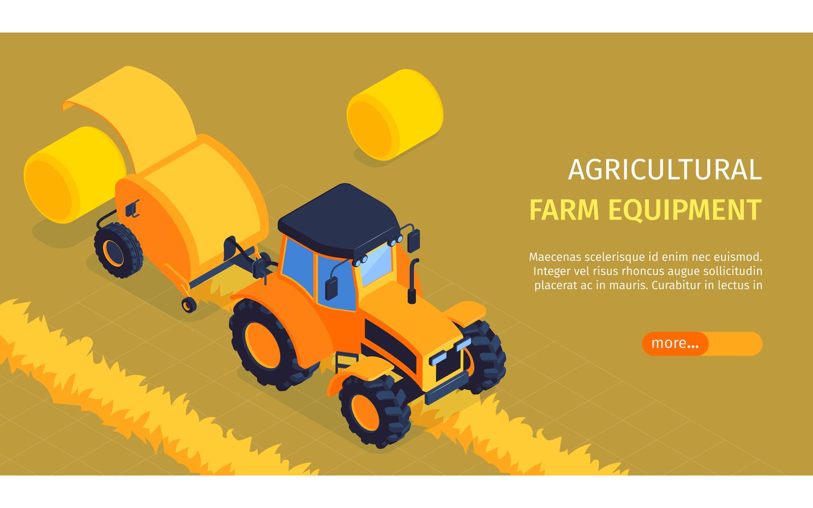 Isometric Agricultural Horizontal Banner Vector Illustration Concept