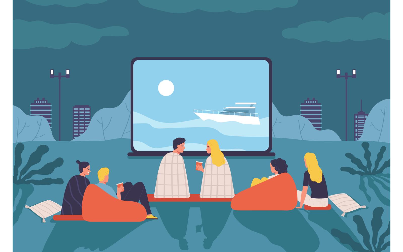 Cinema Open Air Vector Illustration Concept