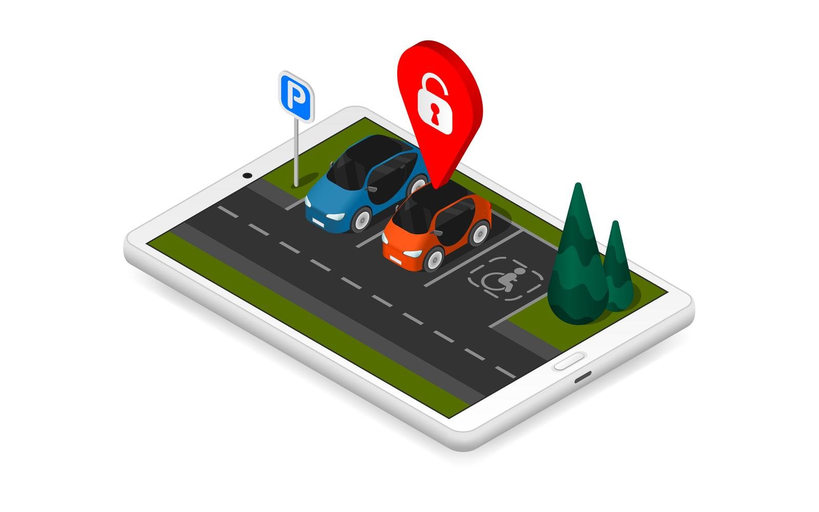 Parking Isometric Composition 2 Vector Illustration Concept