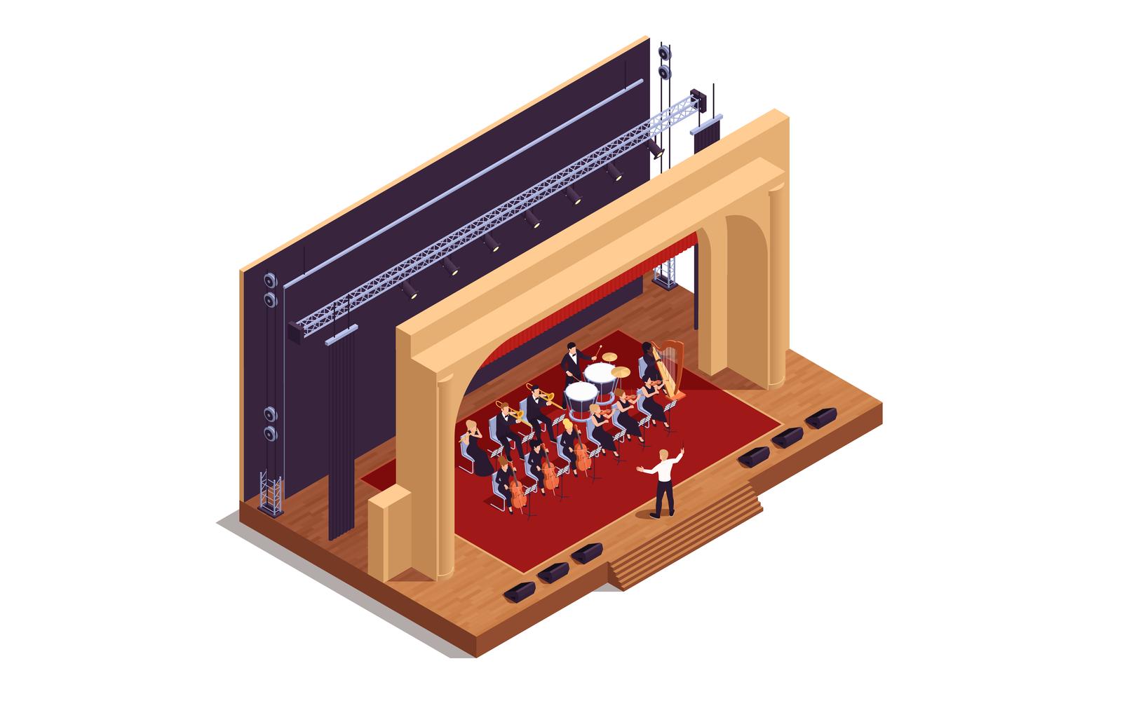 Opera Theatre Isometric 7 Vector Illustration Concept