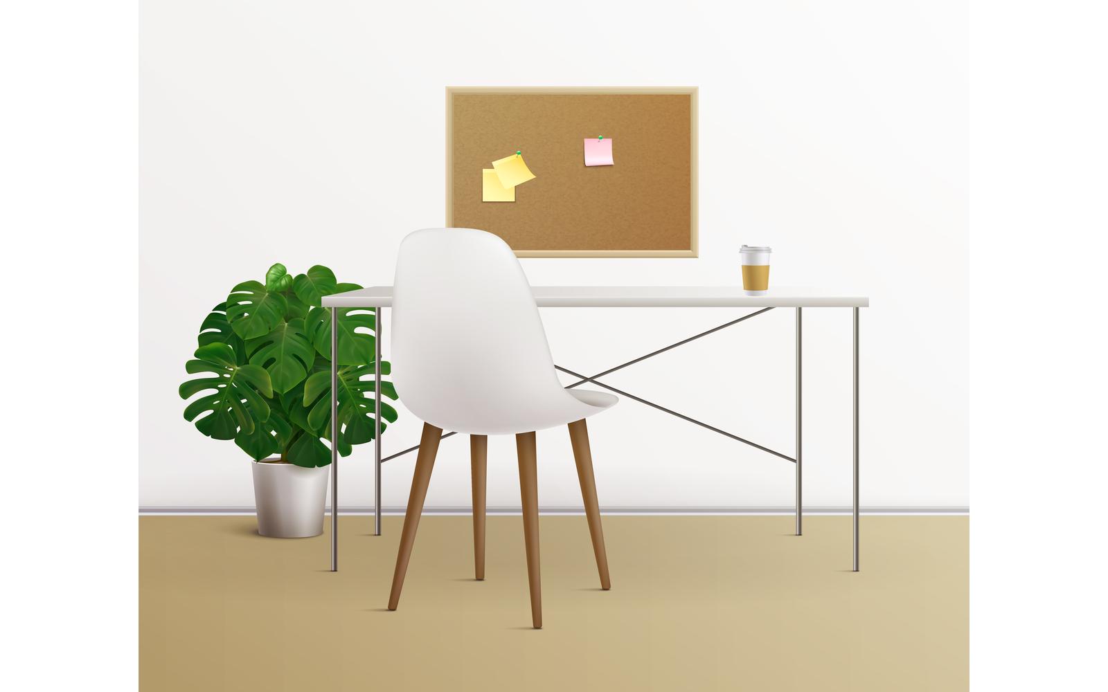 Office Interior Realistic Vector Illustration Concept