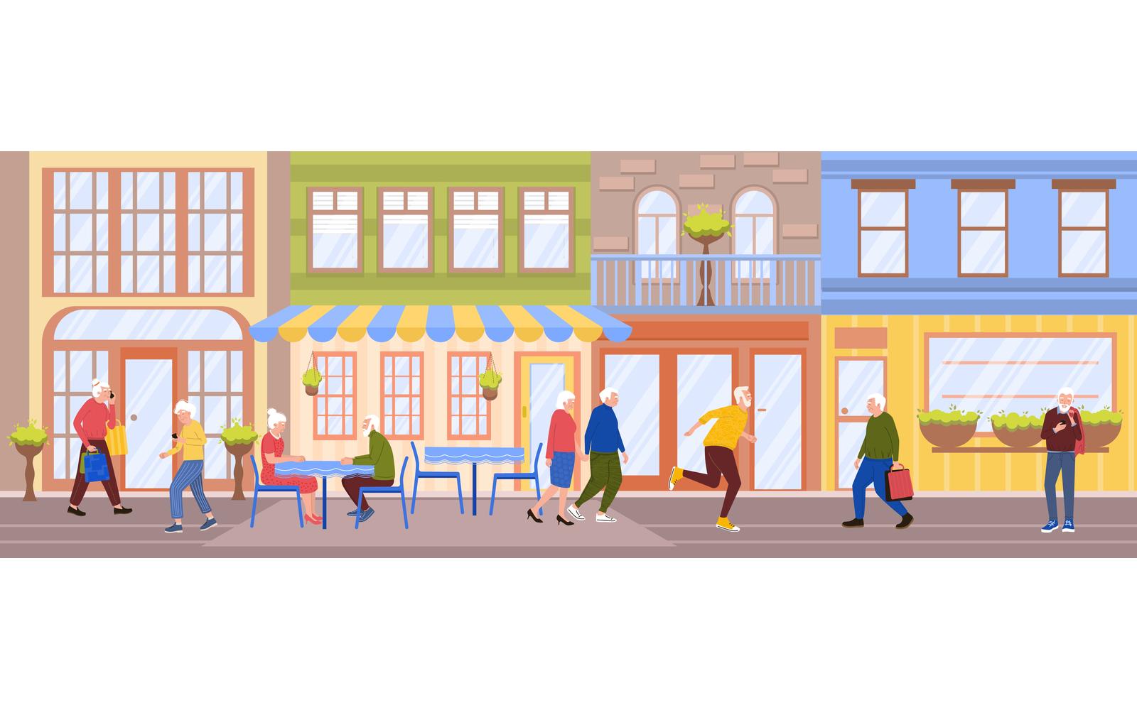 City Street People Flat Vector Illustration Concept