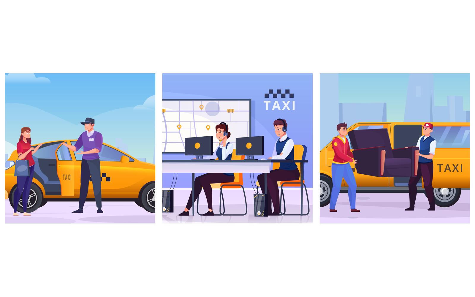 Taxi Illustration Flat Vector Illustration Concept