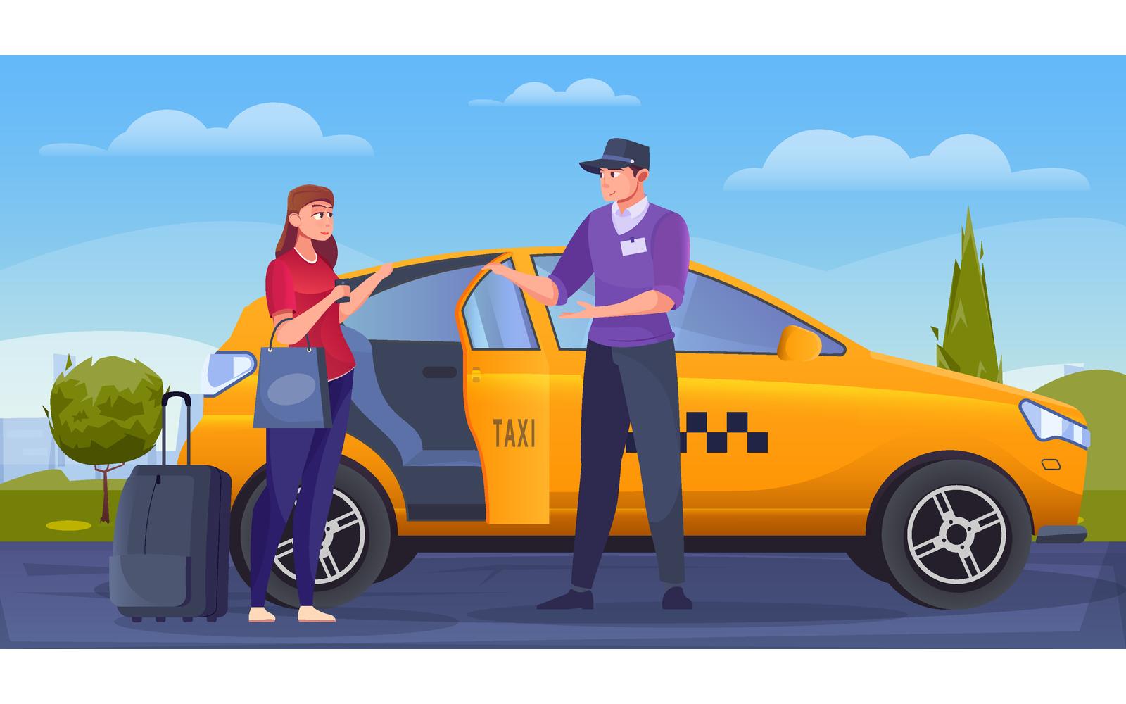 Taxi Passenger Flat Vector Illustration Concept