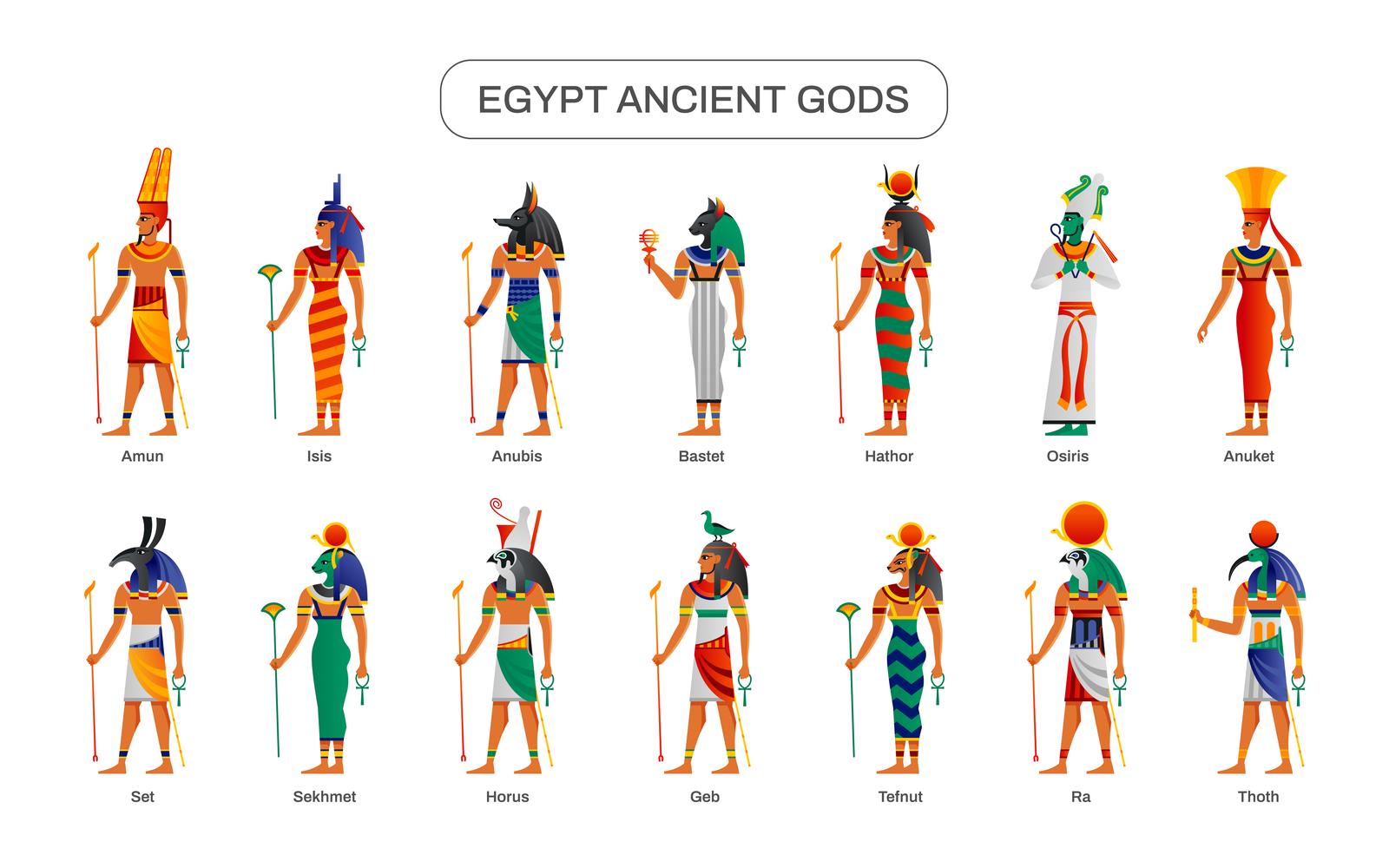 Egypt Ancient Gods Vector Illustration Concept