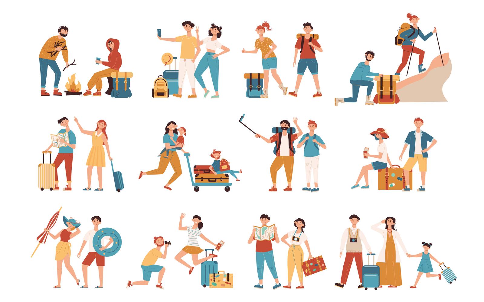 Travel Holiday Set Vector Illustration Concept