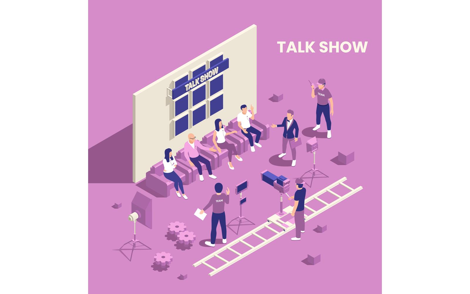 Tv Show Isometric Set 6 Vector Illustration Concept