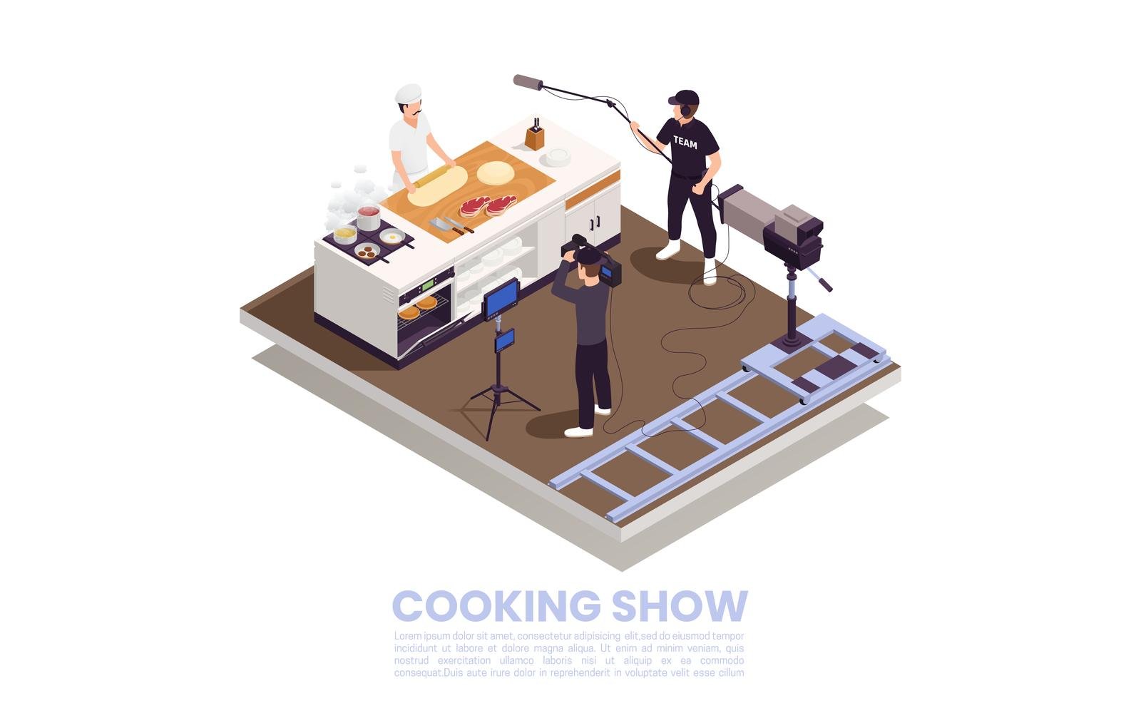 Tv Show Isometric Set 7 Vector Illustration Concept